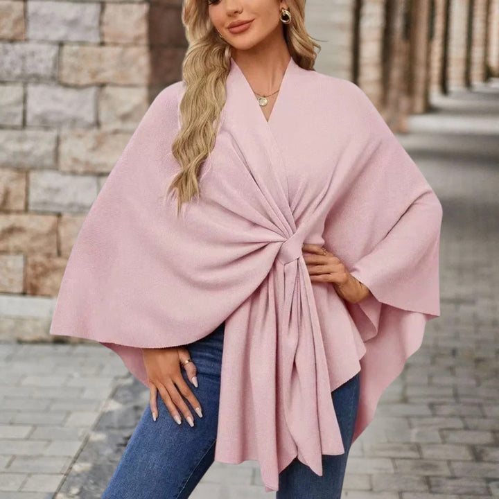 Sunniva knit poncho with knot front
