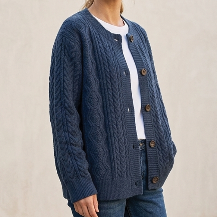 Wenna chunky cable knit button cardigan – image 2