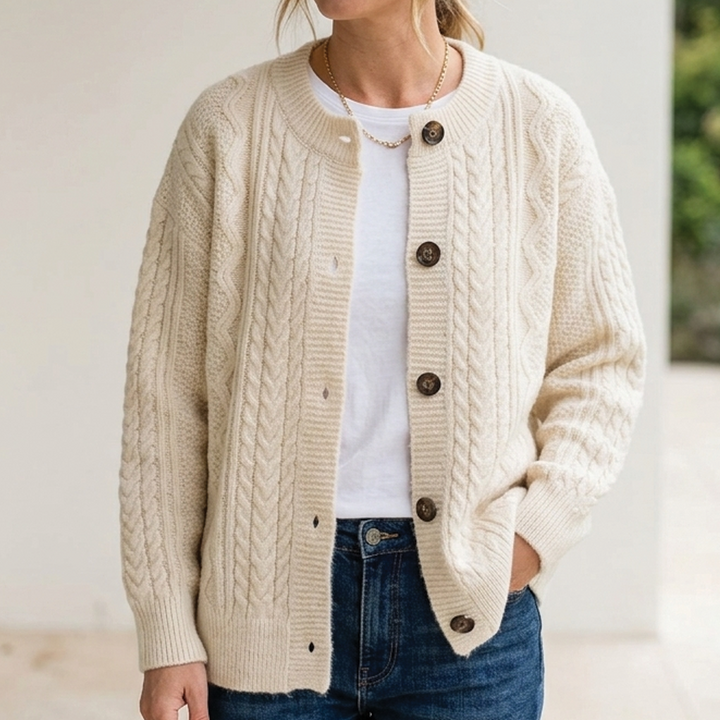 Wenna chunky cable knit button cardigan – image 3