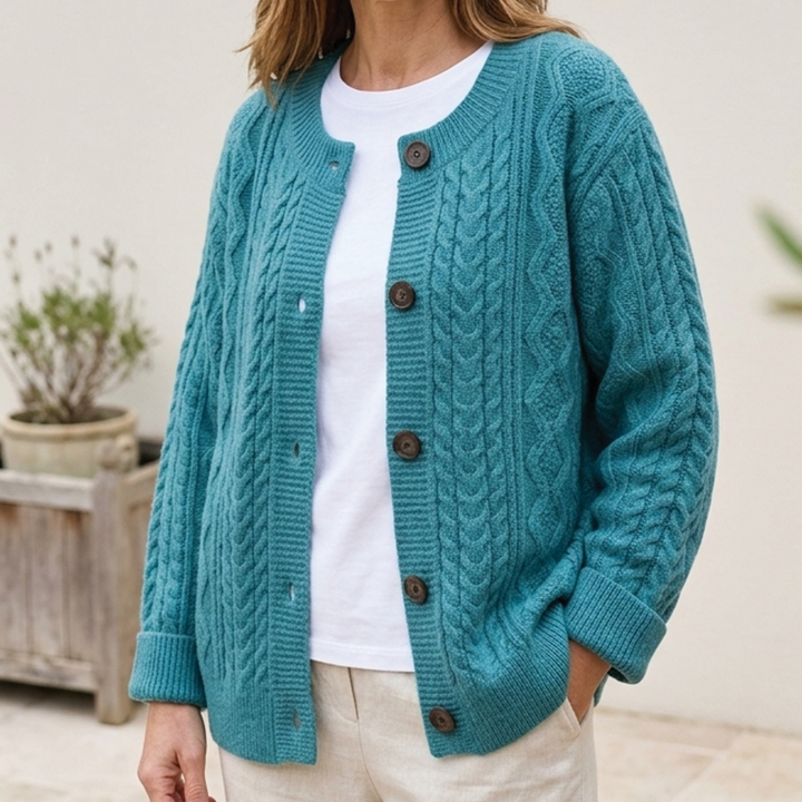 Wenna chunky cable knit button cardigan – image 5