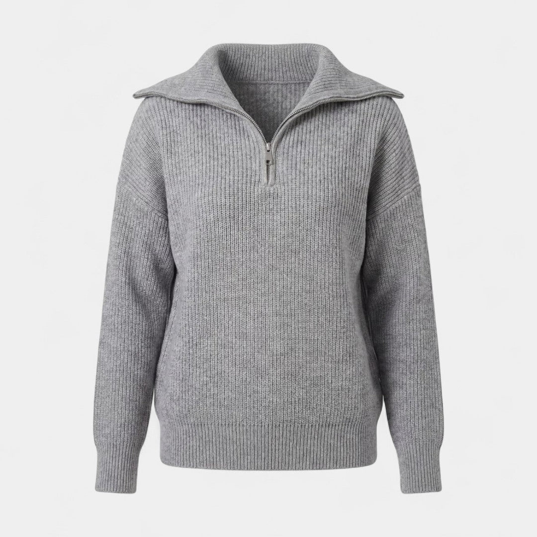 Branwen Elegant Chunky Ribbed Half Zip Jumper - image 3