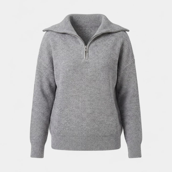 Branwen Elegant Chunky Ribbed Half Zip Jumper - image 3