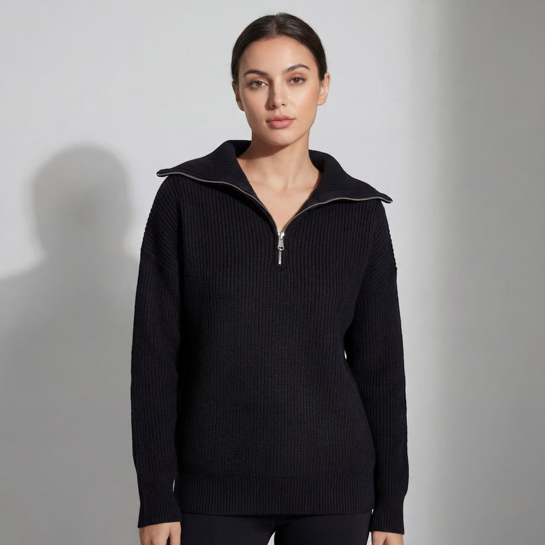 Branwen Elegant Chunky Ribbed Half Zip Jumper - image 4