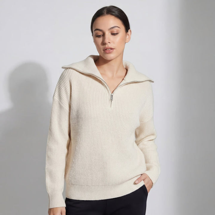 Branwen Elegant Chunky Ribbed Half Zip Jumper - image 5