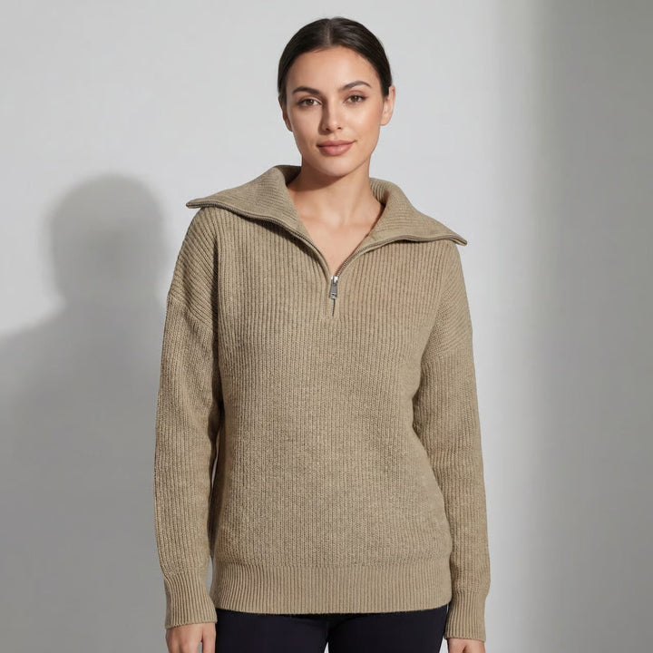 Branwen Elegant Chunky Ribbed Half Zip Jumper - image 7