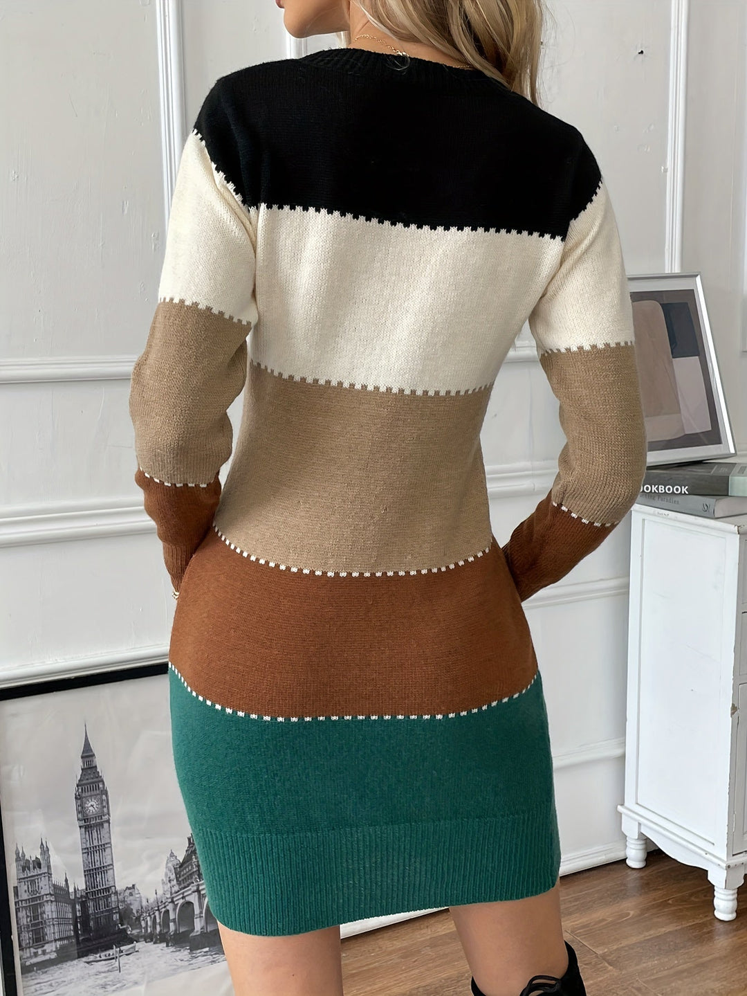 Noor colour block knit jumper dress – image 8