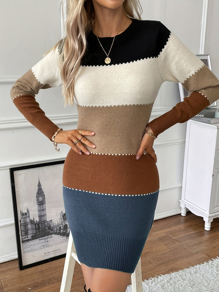 Noor colour block knit jumper dress
