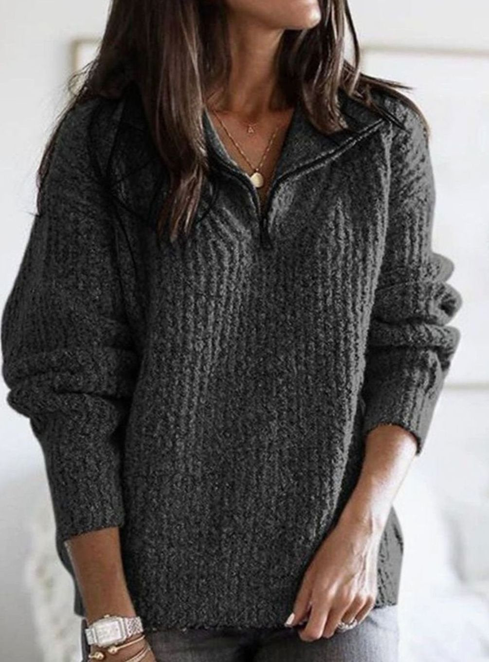 Kirsten half zip cable knit jumper – image 3