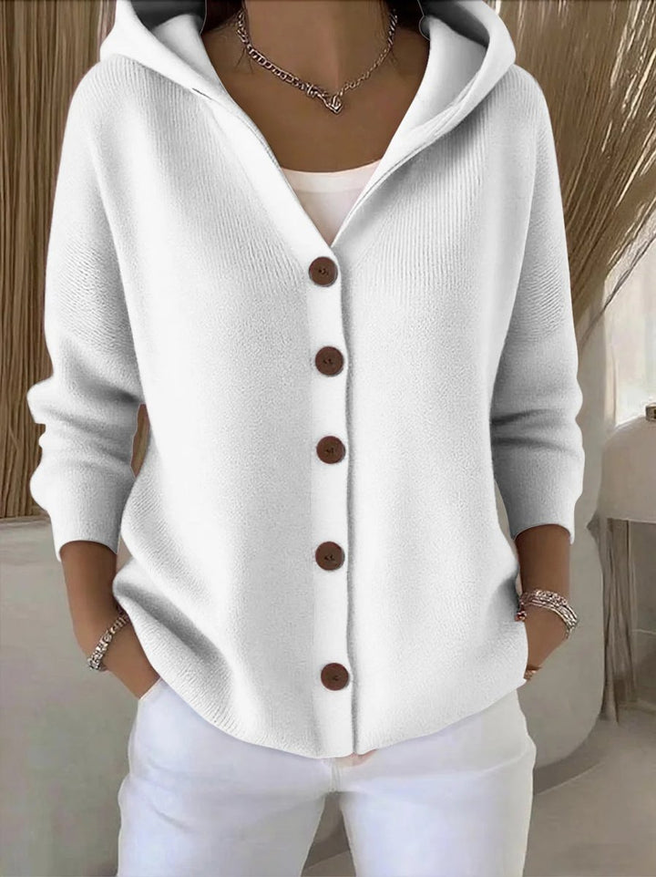 Winifred Elegant Hooded Knit Cardigan with Wooden Buttons - image 5