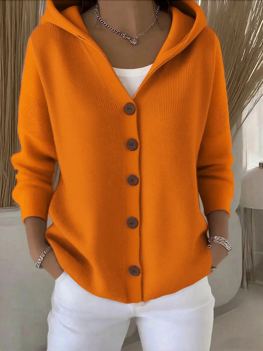 Winifred Elegant Hooded Knit Cardigan with Wooden Buttons - image 6