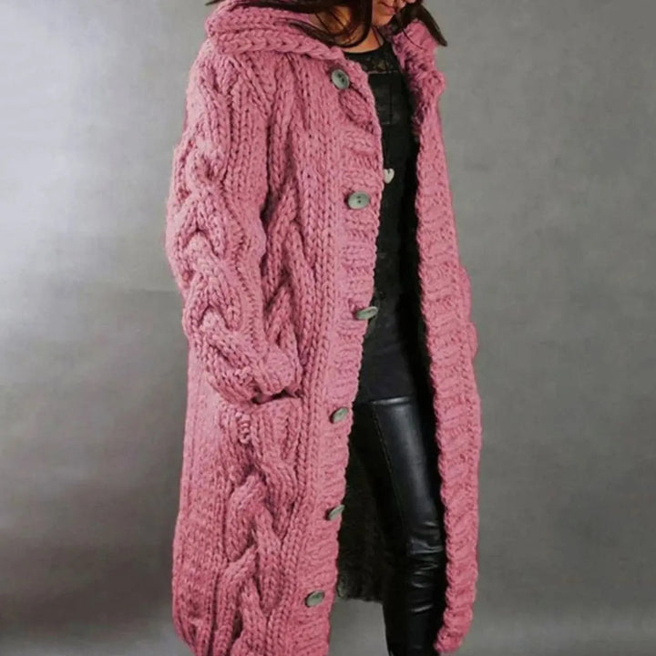 Saga oversized hooded cable knit cardigan – image 4