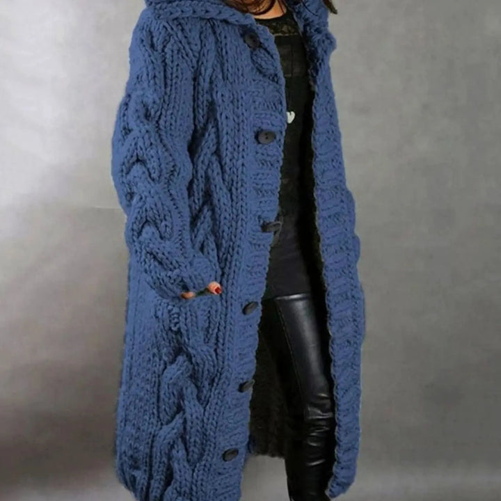 Saga oversized hooded cable knit cardigan