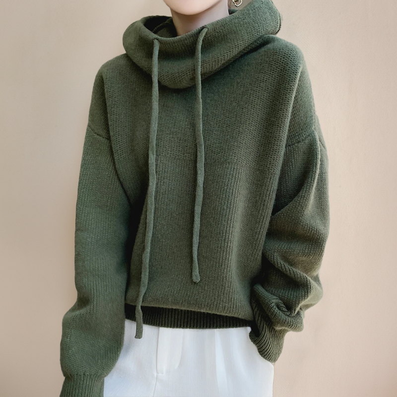 Millie oversized knit hoodie with drawstring hood – image 2
