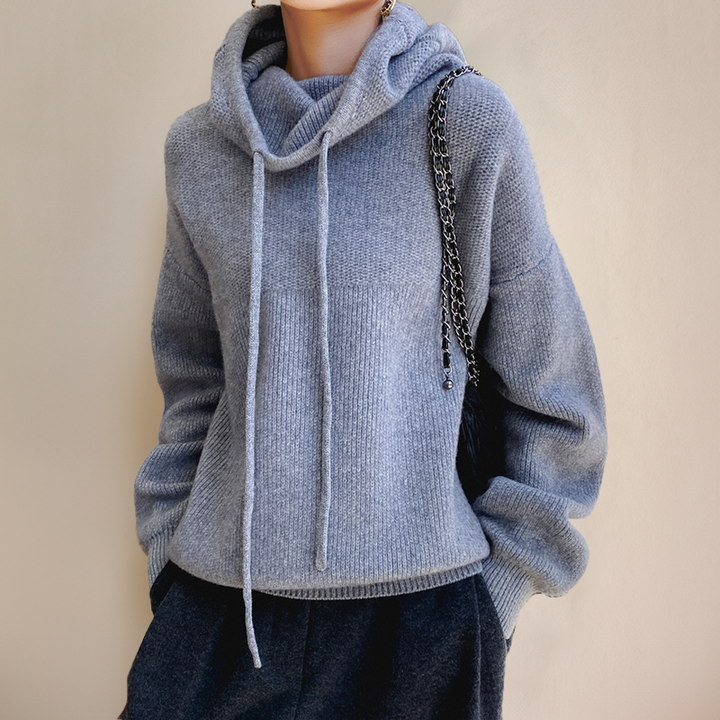 Millie oversized knit hoodie with drawstring hood – image 3