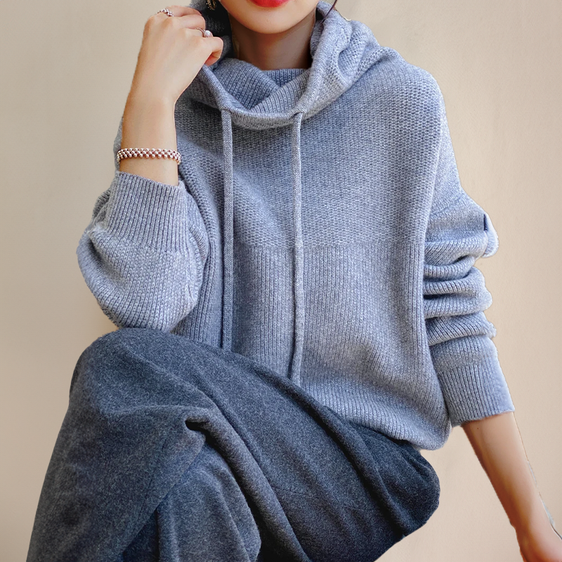 Millie oversized knit hoodie with drawstring hood – image 4