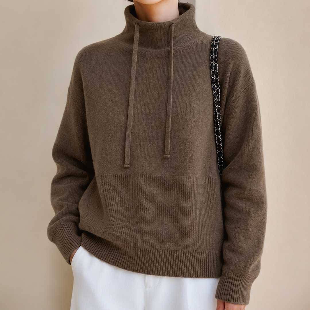Millie oversized knit hoodie with drawstring hood – image 7