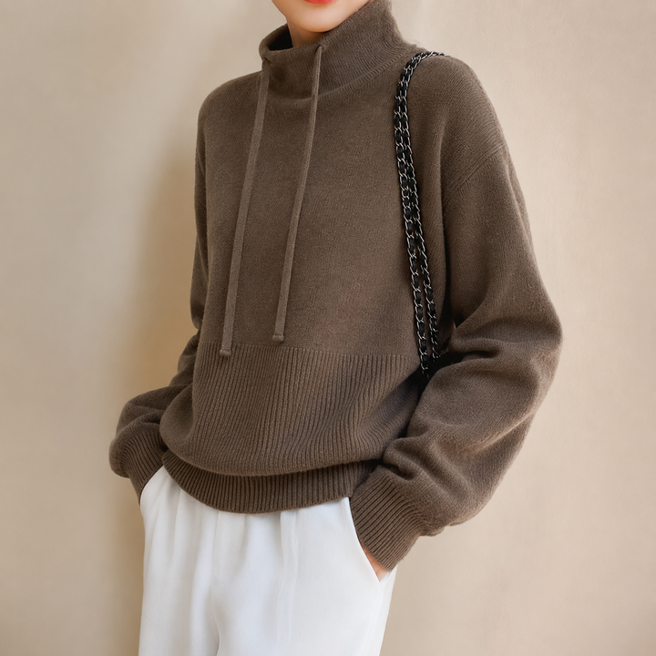 Millie oversized knit hoodie with drawstring hood – image 8