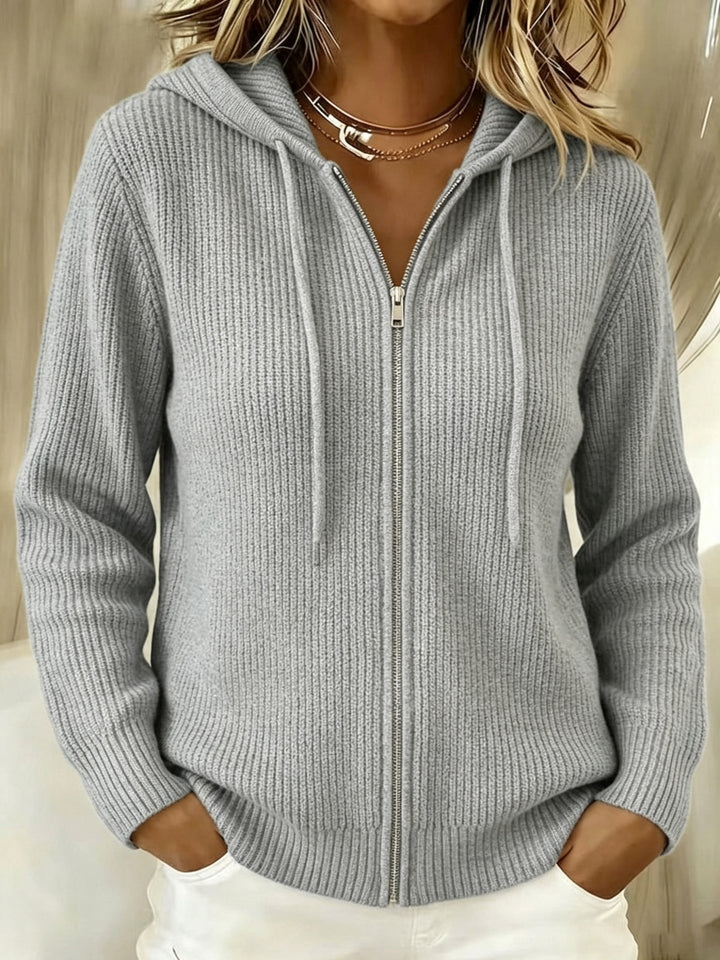 Floriana ribbed zip up hooded cardigan – image 2