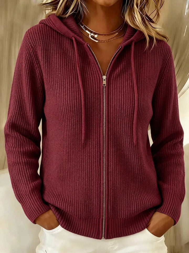 Floriana ribbed zip up hooded cardigan – image 3