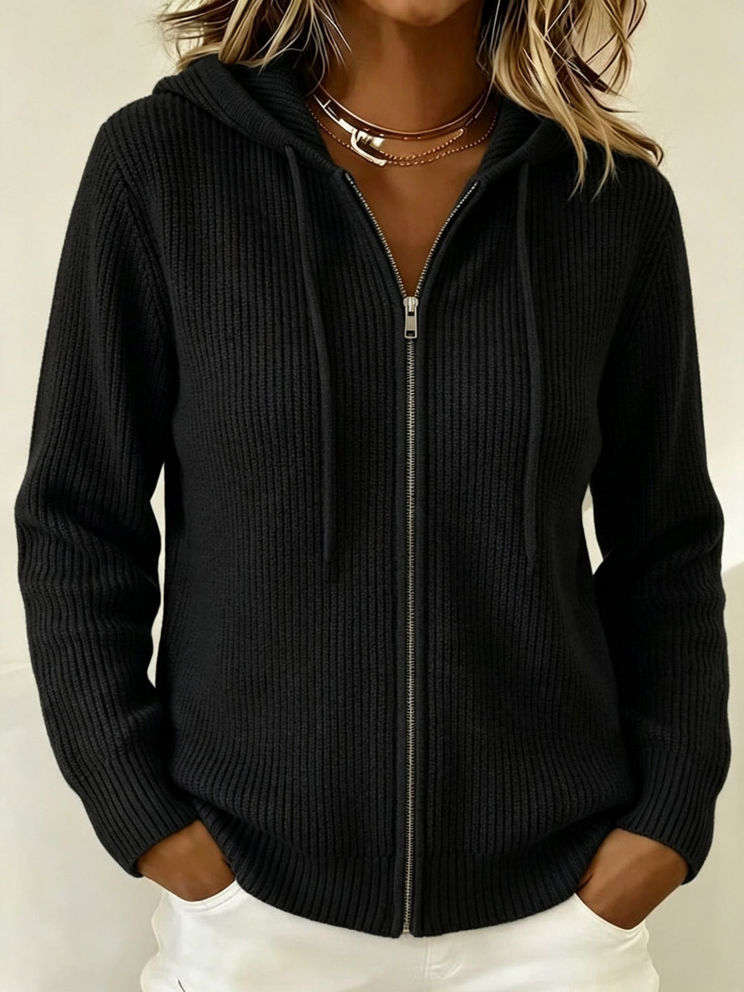 Floriana ribbed zip up hooded cardigan – image 6