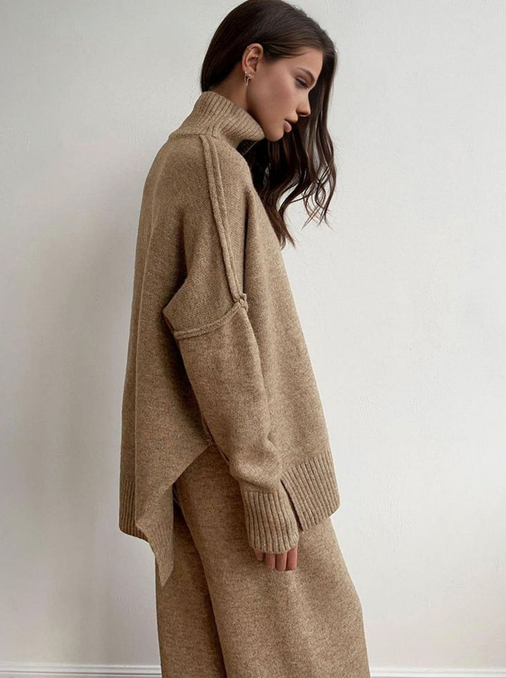 Willa two piece roll neck knit and wide leg trouser set – image 2
