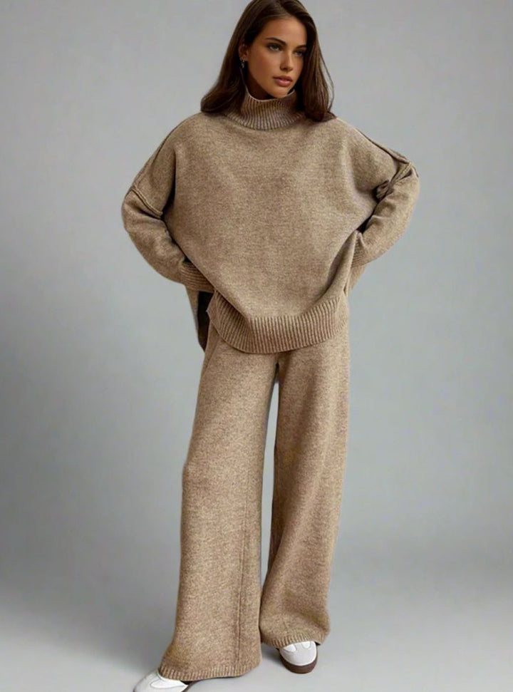 Willa two piece roll neck knit and wide leg trouser set – image 3