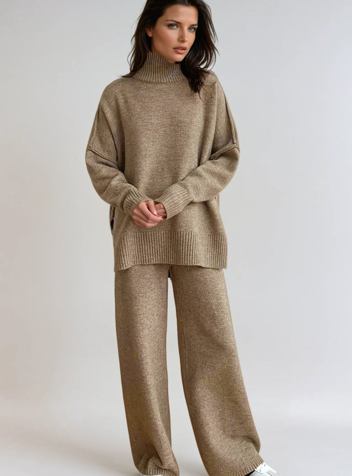 Willa two piece roll neck knit and wide leg trouser set