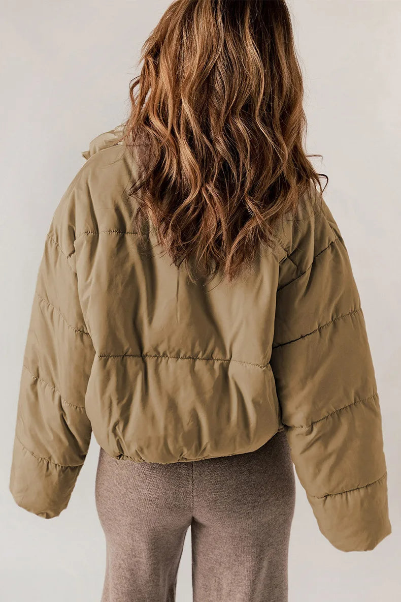 Sasha cropped puffer jacket with drawcord hem – image 4