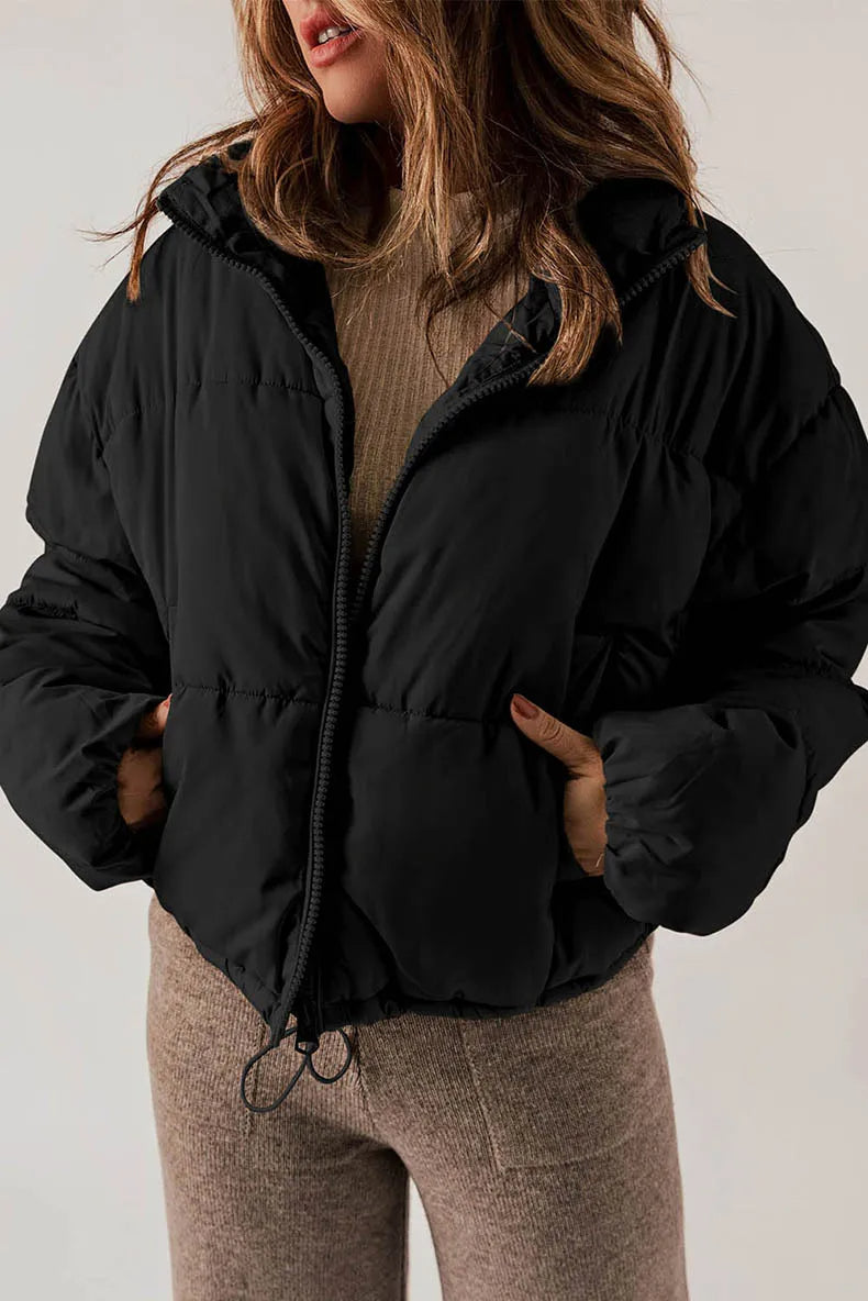 Sasha cropped puffer jacket with drawcord hem – image 5