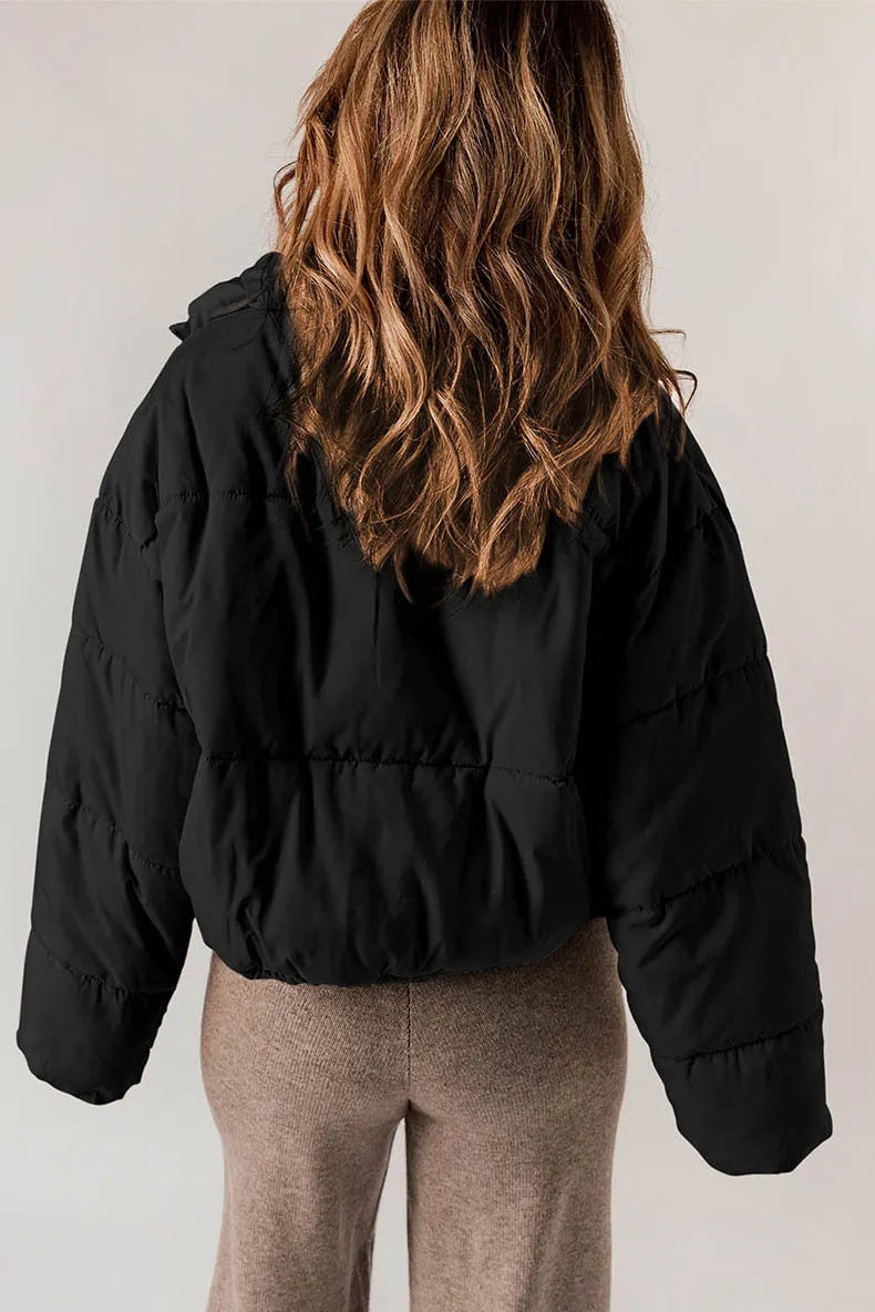 Sasha cropped puffer jacket with drawcord hem – image 6