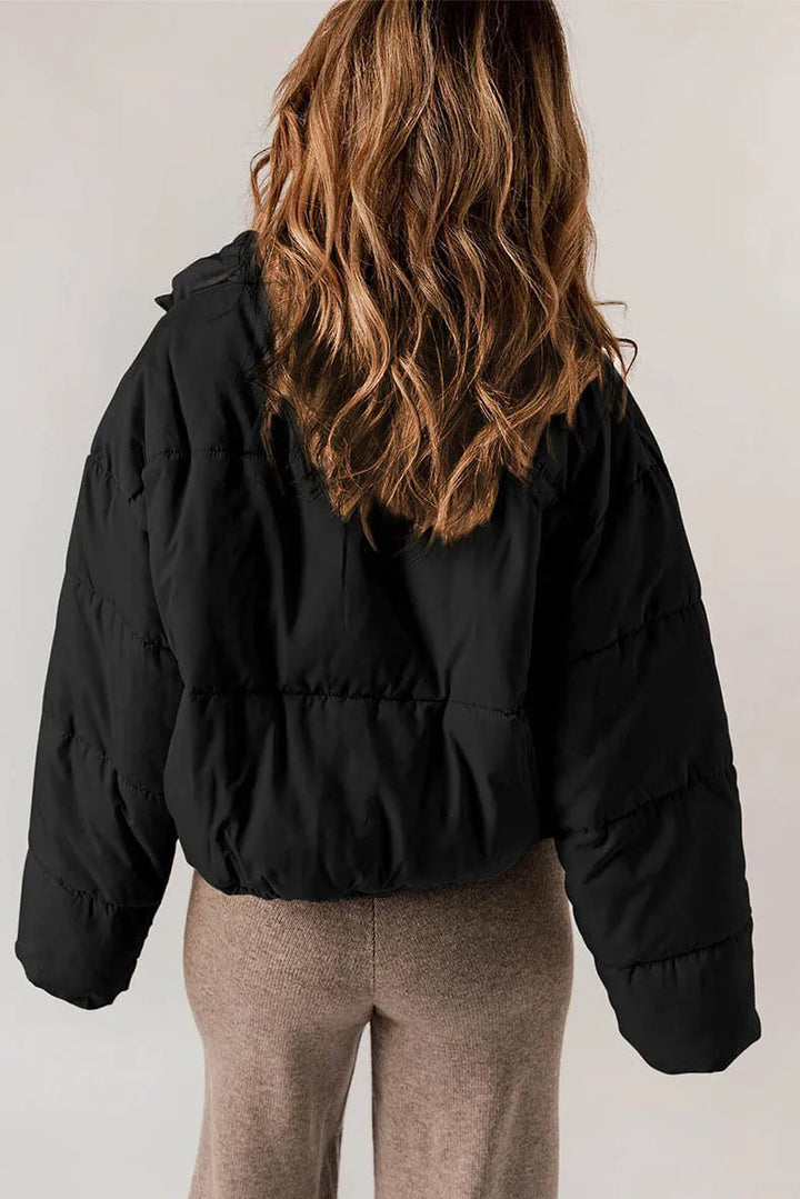 Sasha cropped puffer jacket with drawcord hem – image 6