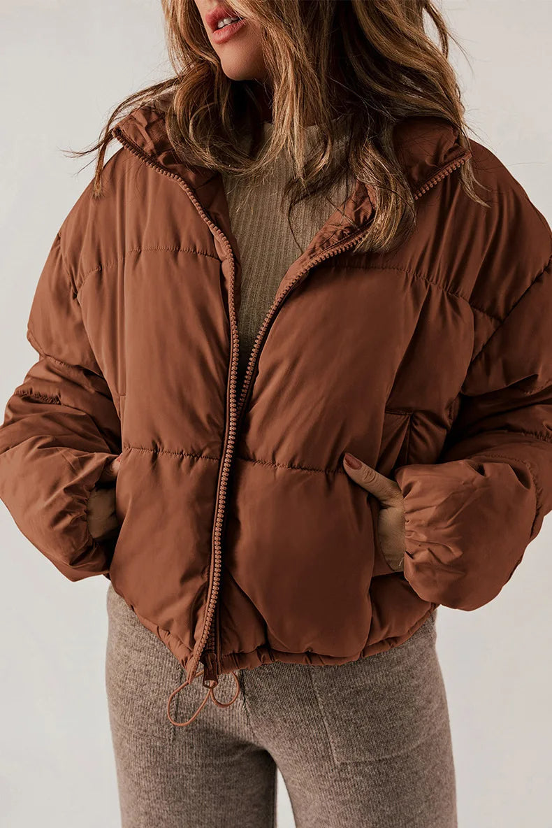 Sasha cropped puffer jacket with drawcord hem