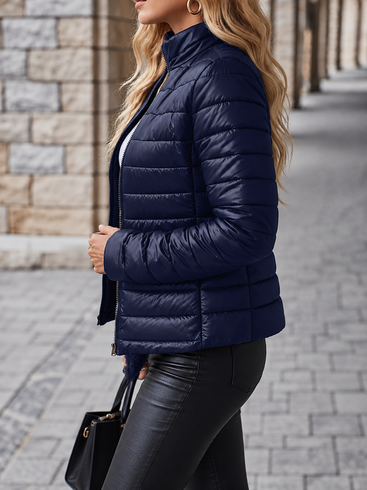 Nola cropped quilted puffer jacket with teddy lining – image 2