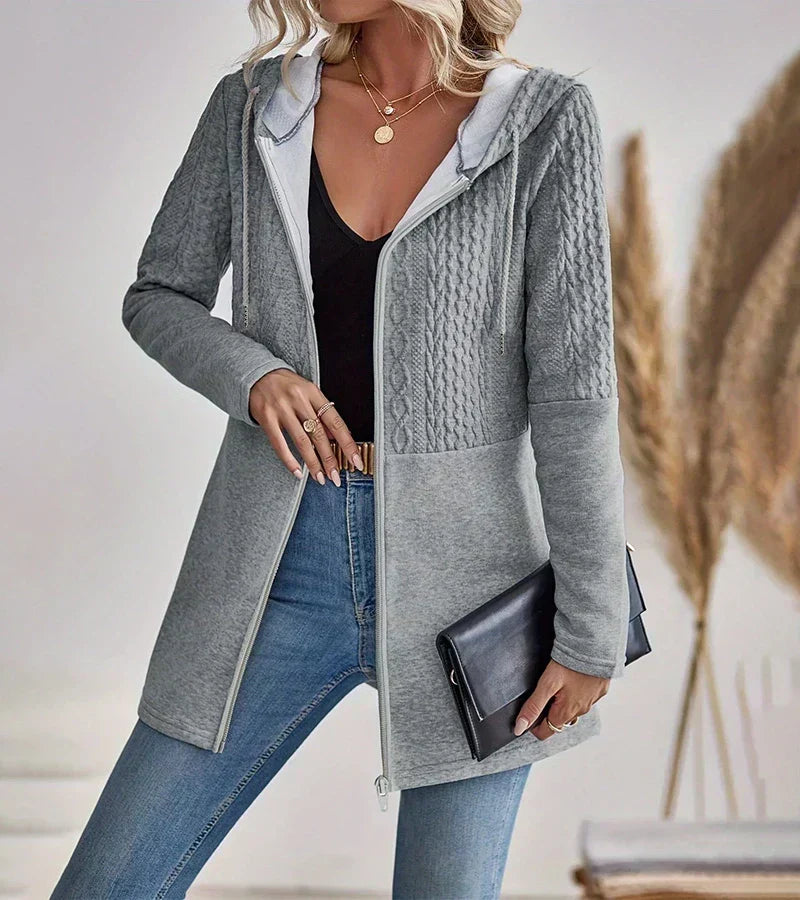 Imelda Elegant Hooded Cable Knit Zip Cardigan - image 5