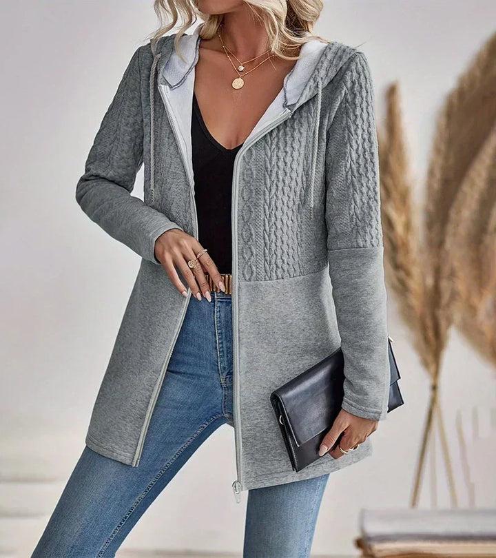 Imelda Elegant Hooded Cable Knit Zip Cardigan - image 5