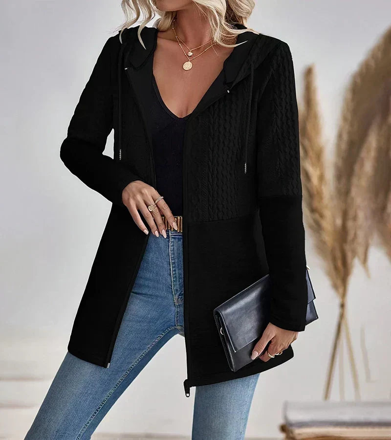 Imelda Elegant Hooded Cable Knit Zip Cardigan - image 2