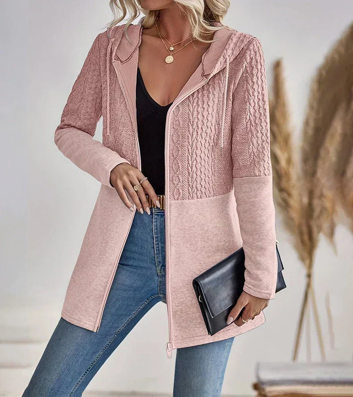Imelda Elegant Hooded Cable Knit Zip Cardigan - image 4