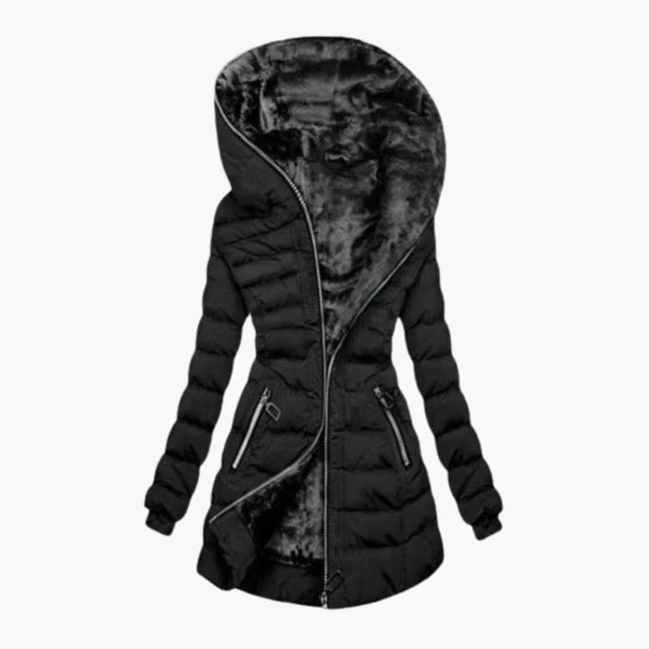 Aurore longline quilted puffer jacket with faux fur hood – image 4