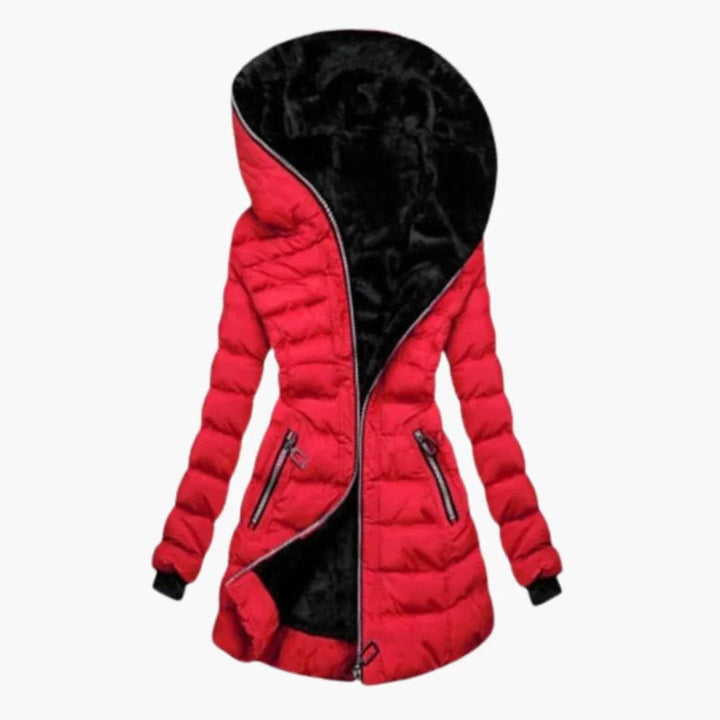 Aurore longline quilted puffer jacket with faux fur hood