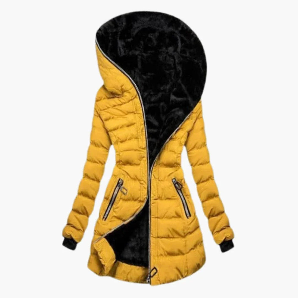 Aurore longline quilted puffer jacket with faux fur hood – image 2