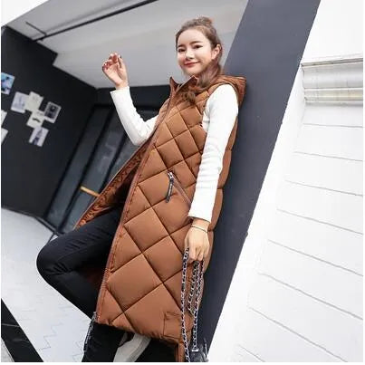 Aina long sleeveless hooded puffer gilet – image 3