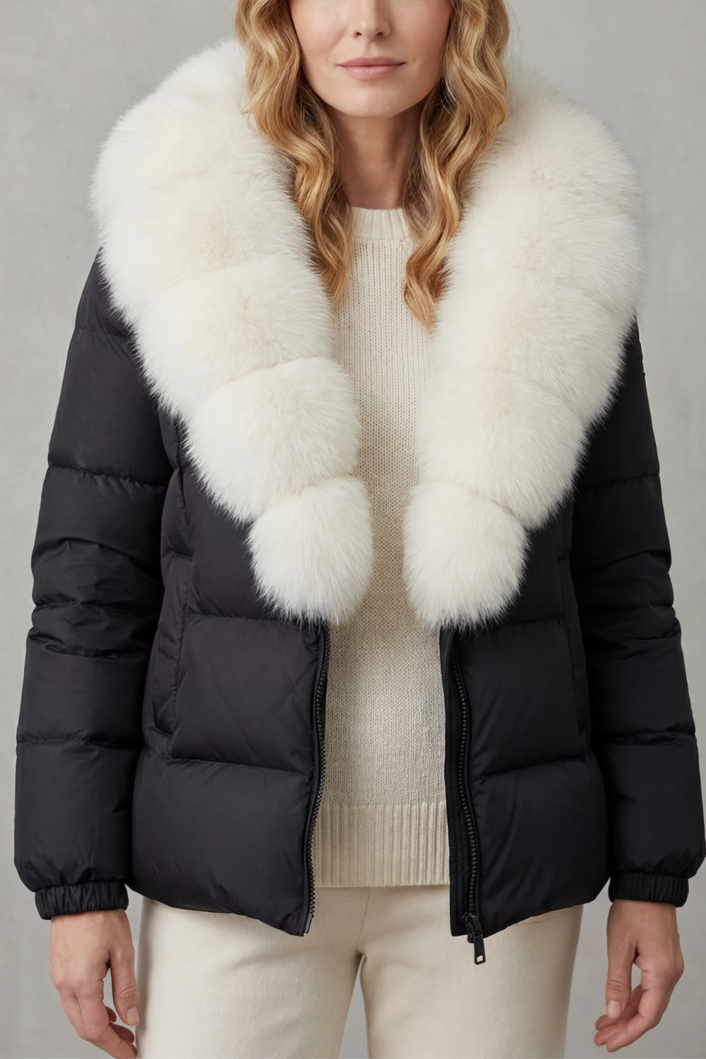 Noelle Elegant Two Tone Everyday Puffer Jacket