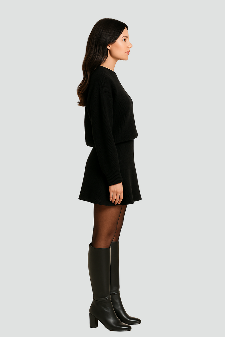 Hanna two piece knit jumper and skirt co-ord set, front view