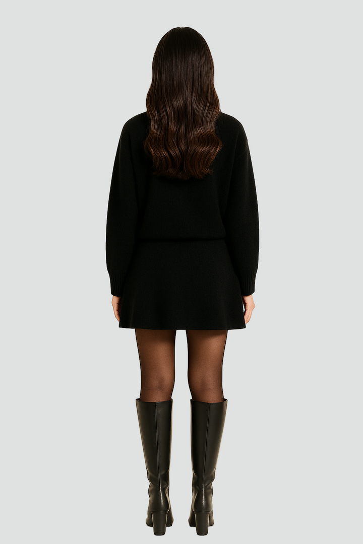 Hanna two piece knit jumper and skirt co-ord set, back view