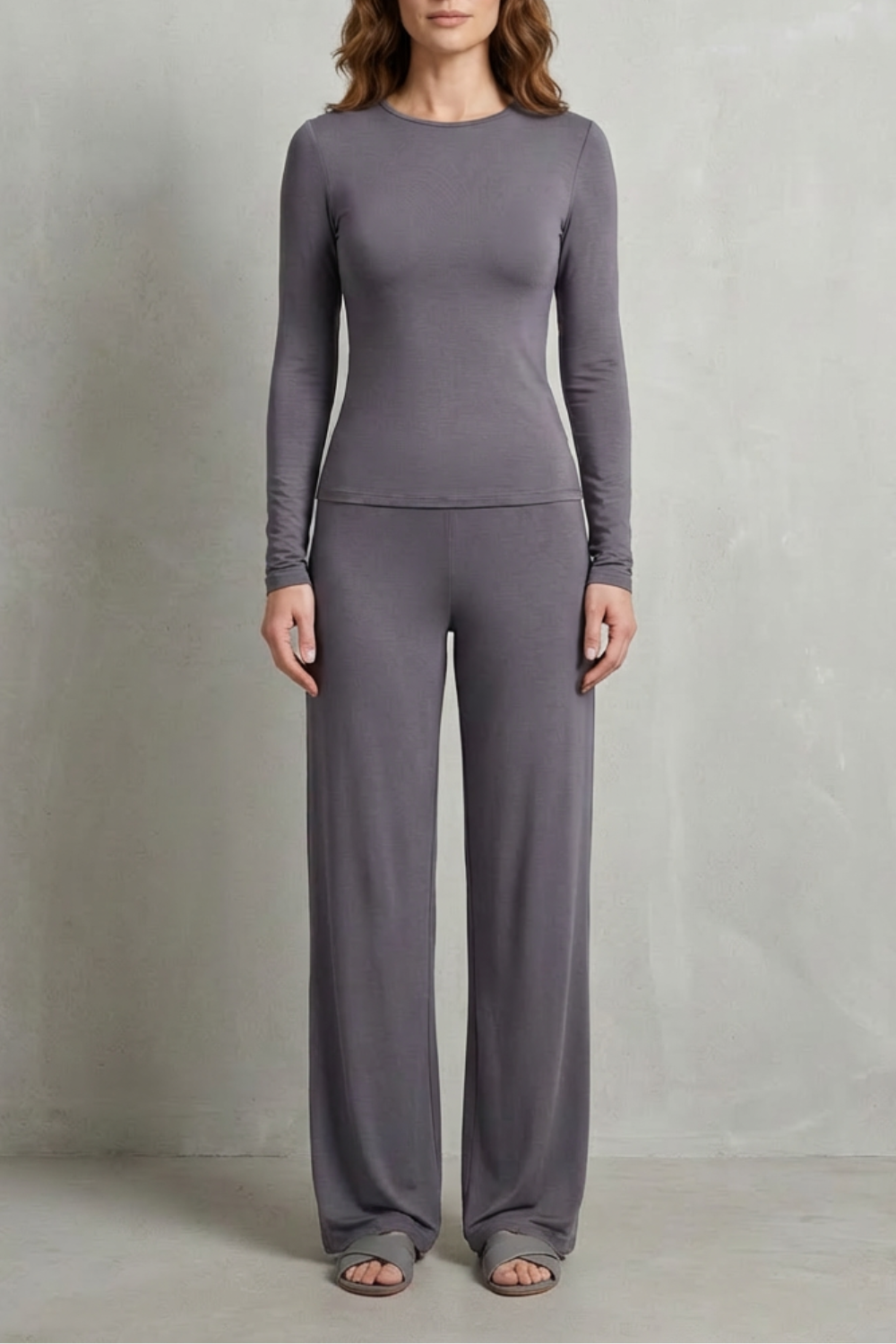 Juliana Elegant Fitted Top and Wide Leg Trouser Set