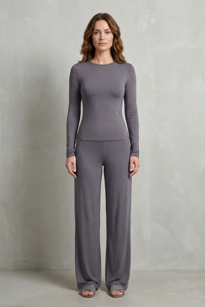 Juliana Elegant Fitted Top and Wide Leg Trouser Set - image 2