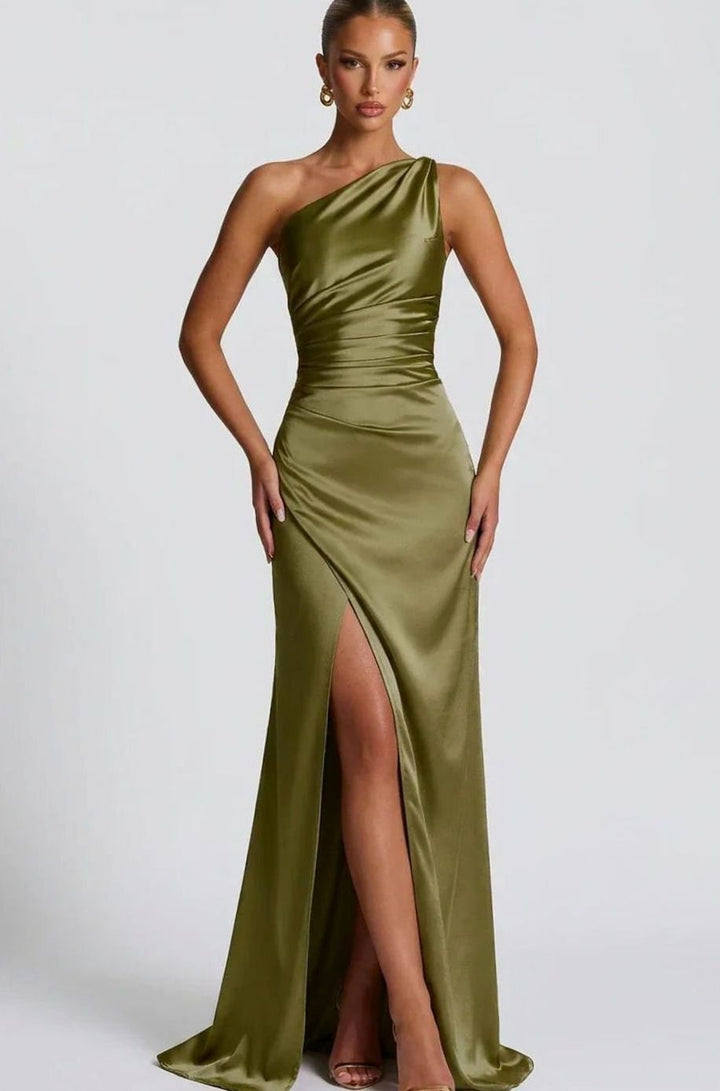 Aurora one shoulder satin maxi dress – image 4