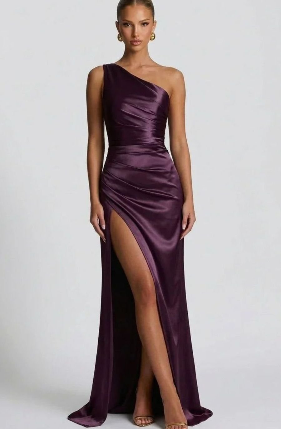 Aurora one shoulder satin maxi dress – image 7