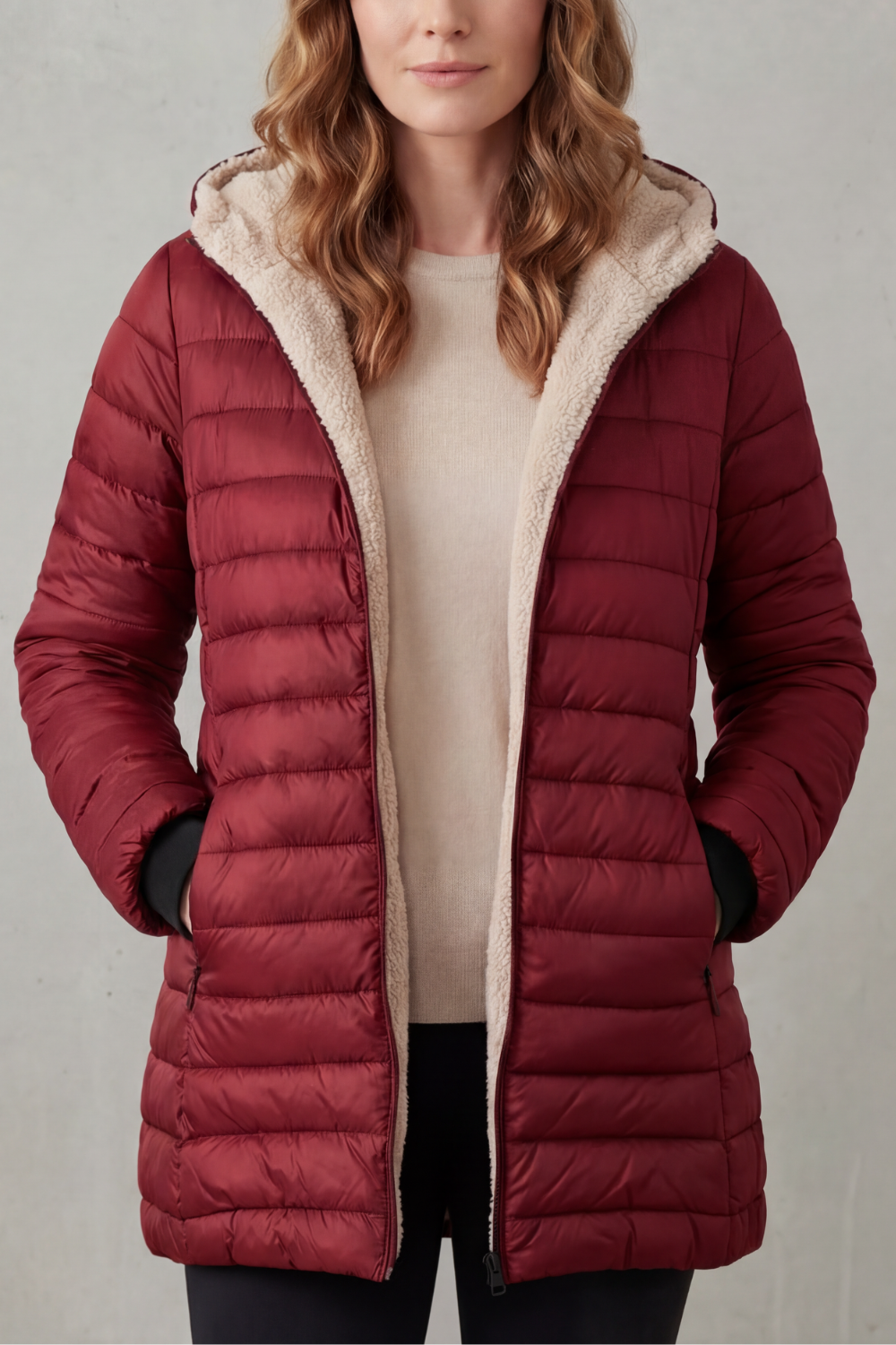 Delphina Elegant Sherpa Lined Hooded Puffer Jacket - image 11