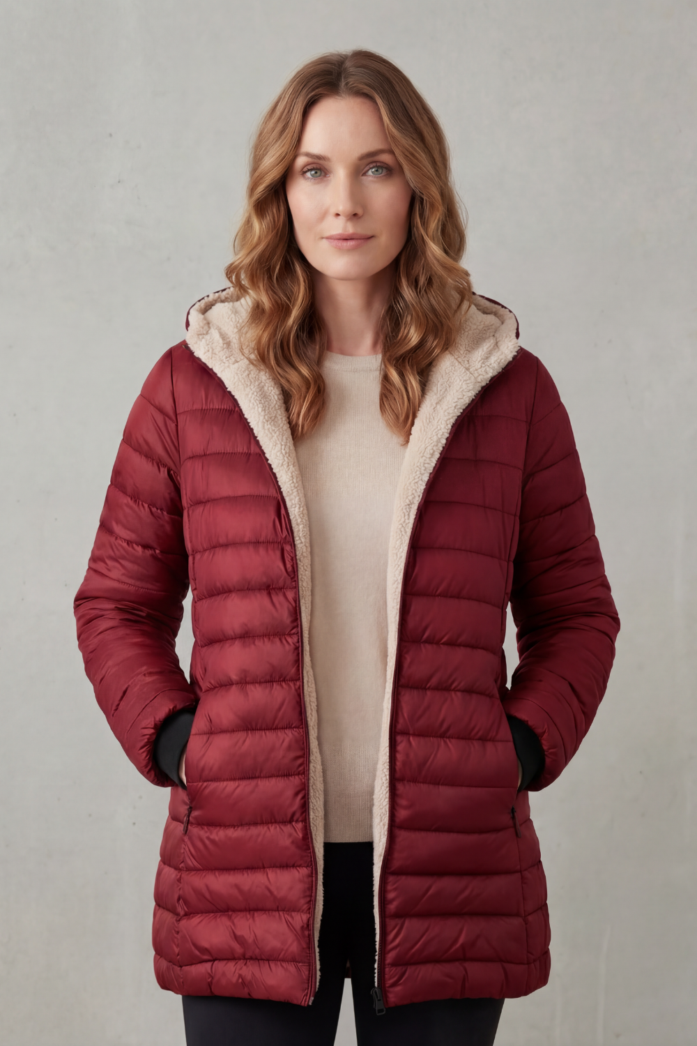 Delphina Elegant Sherpa Lined Hooded Puffer Jacket - image 12